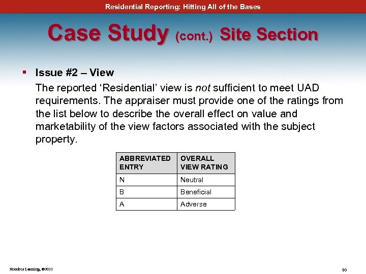 Residential Reporting: Hitting All of the Bases Case Study (cont. ) Site Section §