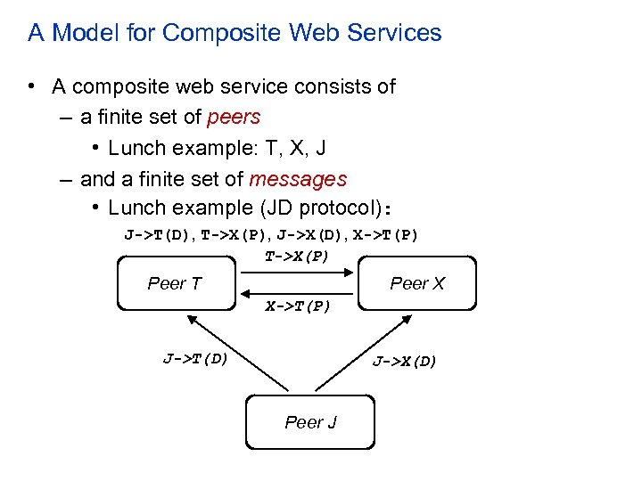 A Model for Composite Web Services • A composite web service consists of –