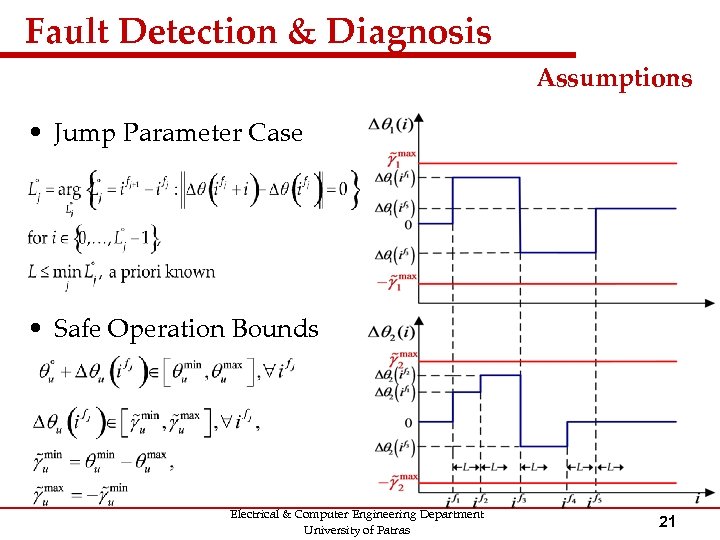 Fault Detection & Diagnosis Assumptions • Jump Parameter Case • Safe Operation Bounds Electrical