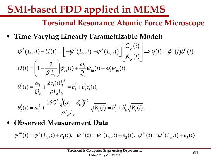 SMI-based FDD applied in MEMS Torsional Resonance Atomic Force Microscope • Time Varying Linearly