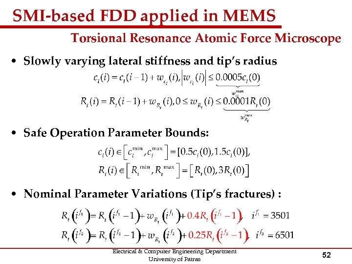 SMI-based FDD applied in MEMS Torsional Resonance Atomic Force Microscope • Slowly varying lateral