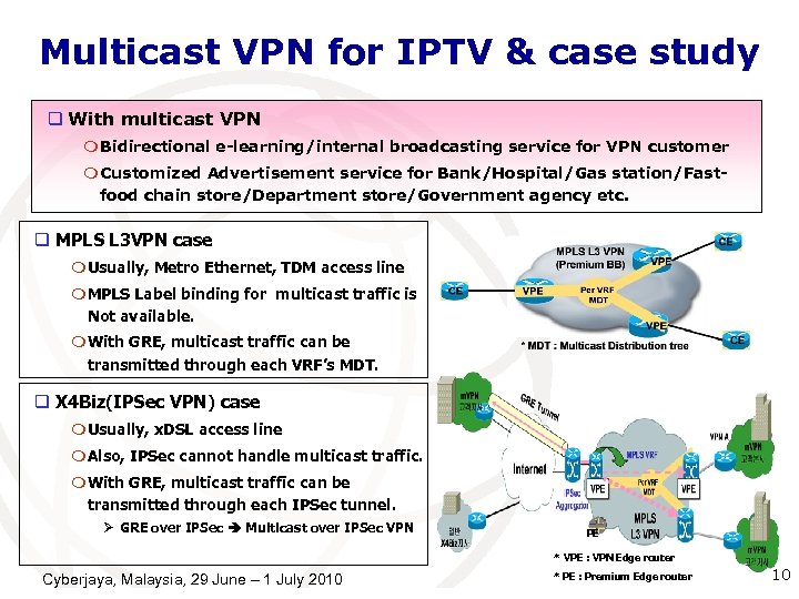 Multicast VPN for IPTV & case study q With multicast VPN m Bidirectional e-learning/internal