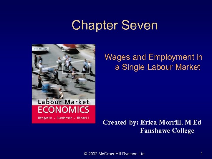 Chapter Seven Wages and Employment in a Single Labour Market Created by: Erica Morrill,