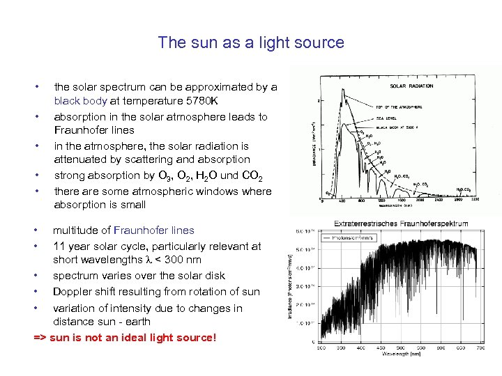 The sun as a light source • • the solar spectrum can be approximated