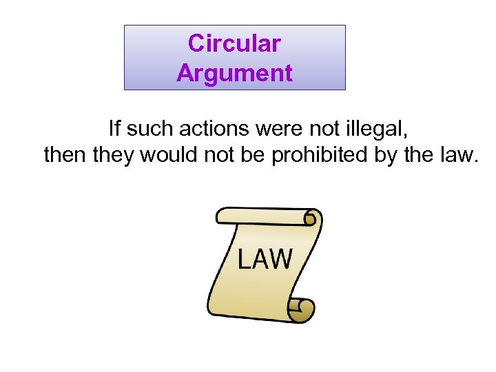 Circular Argument If such actions were not illegal, then they would not be prohibited