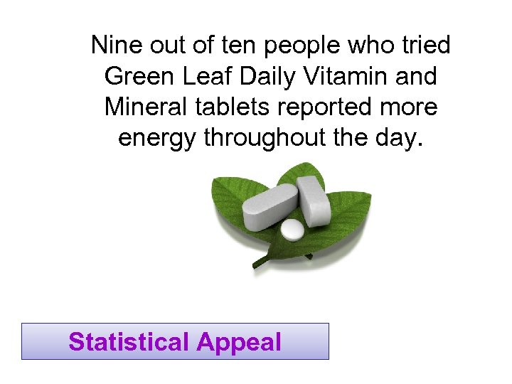 Nine out of ten people who tried Green Leaf Daily Vitamin and Mineral tablets