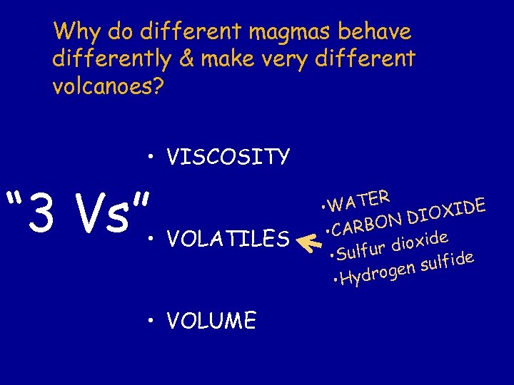 Why do different magmas behave differently & make very different volcanoes? • VISCOSITY “