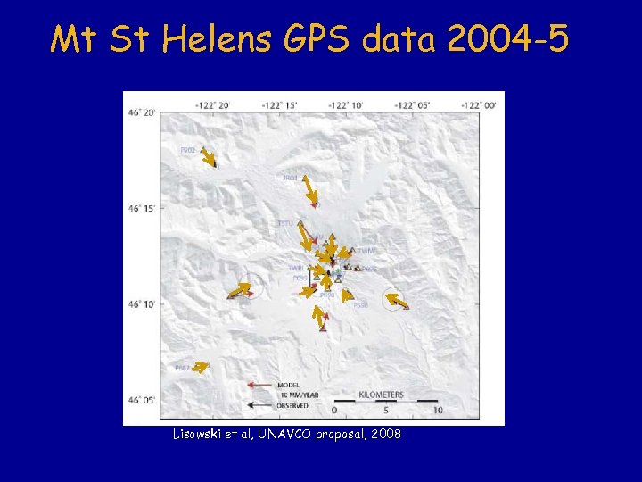 Mt St Helens GPS data 2004 -5 Lisowski et al, UNAVCO proposal, 2008 