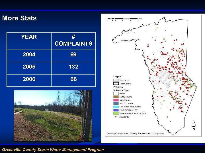More Stats YEAR # COMPLAINTS 2004 69 2005 132 2006 66 Greenville County Storm