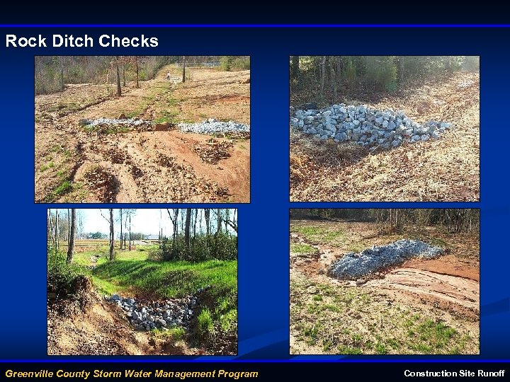 Rock Ditch Checks Greenville County Storm Water Management Program Construction Site Runoff 
