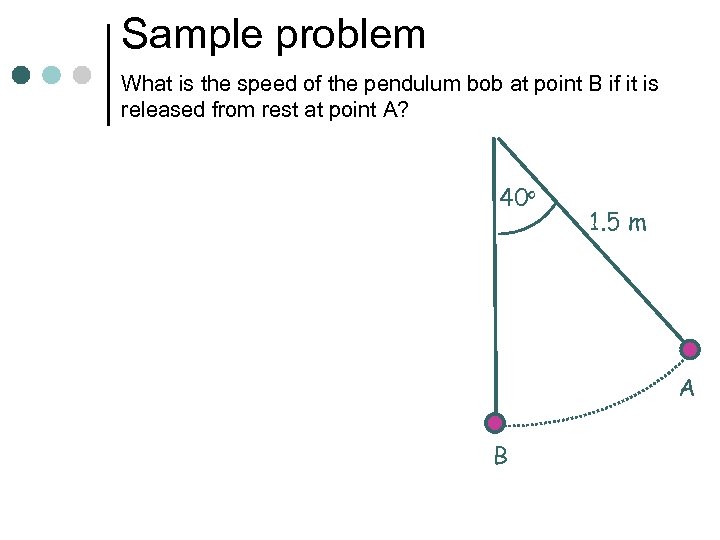 Sample problem What is the speed of the pendulum bob at point B if