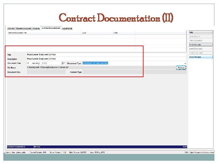 Contract Documentation (II) 