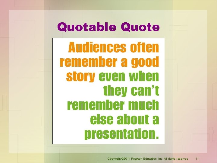 Quotable Quote Copyright © 2011 Pearson Education, Inc. All rights reserved 11 