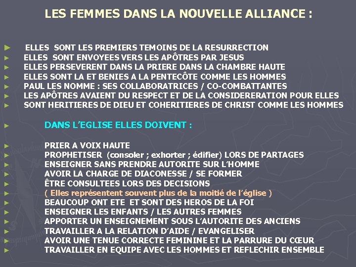 LES FEMMES DANS LA NOUVELLE ALLIANCE : ► ELLES SONT LES PREMIERS TEMOINS DE