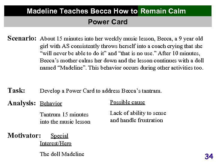 Madeline Teaches Becca How to not Stress Out Remain Calm Power Card Scenario: About