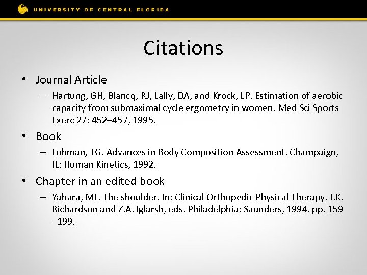 Citations • Journal Article – Hartung, GH, Blancq, RJ, Lally, DA, and Krock, LP.