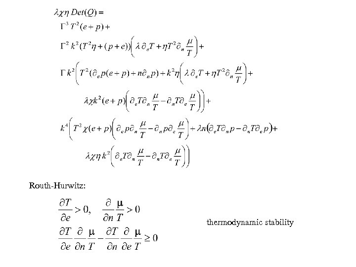 Routh-Hurwitz: thermodynamic stability 