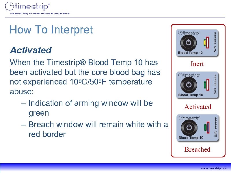 How To Interpret Activated When the Timestrip® Blood Temp 10 has been activated but