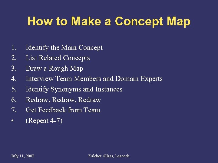 How to Make a Concept Map 1. 2. 3. 4. 5. 6. 7. •