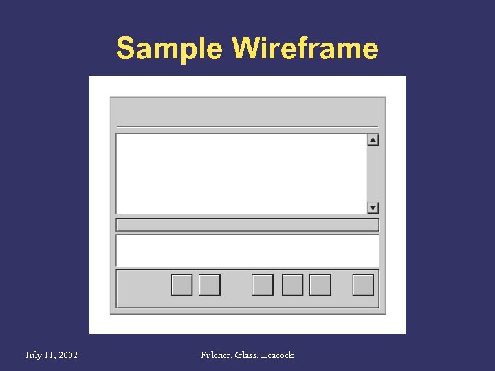 Sample Wireframe July 11, 2002 Fulcher, Glass, Leacock 