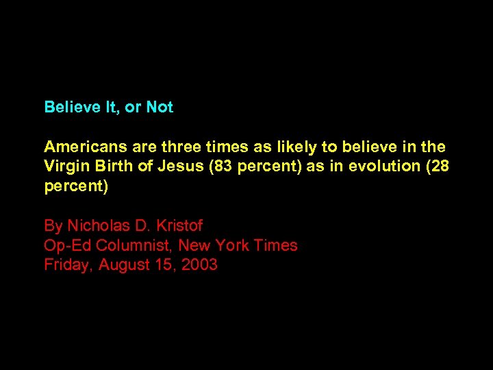 Believe It, or Not Americans are three times as likely to believe in the