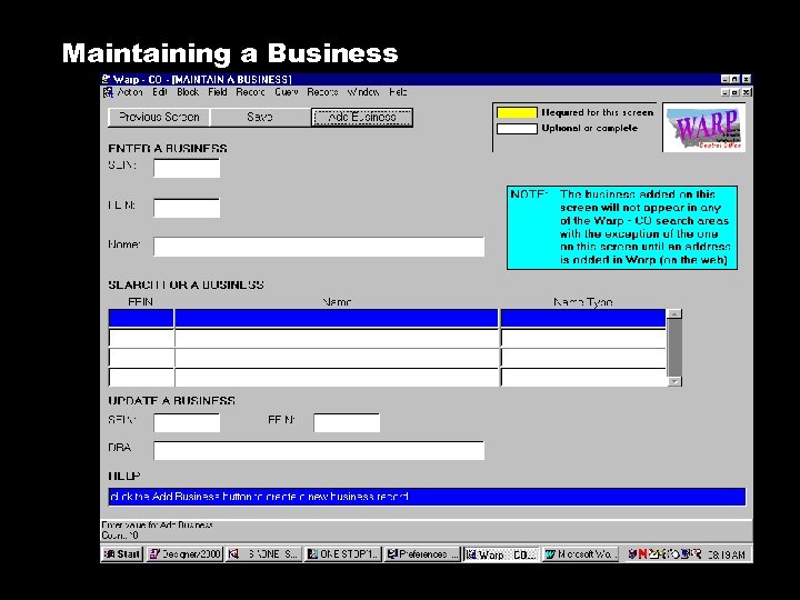Maintaining a Business 