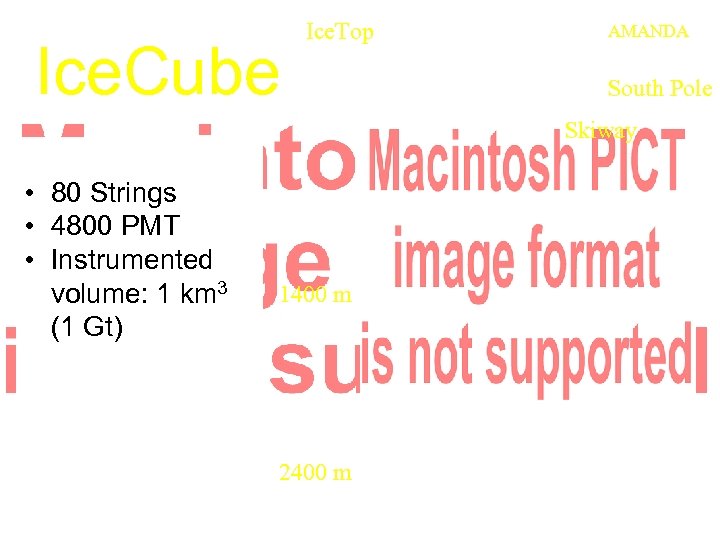 Ice. Cube Ice. Top AMANDA South Pole Skiway • 80 Strings • 4800 PMT