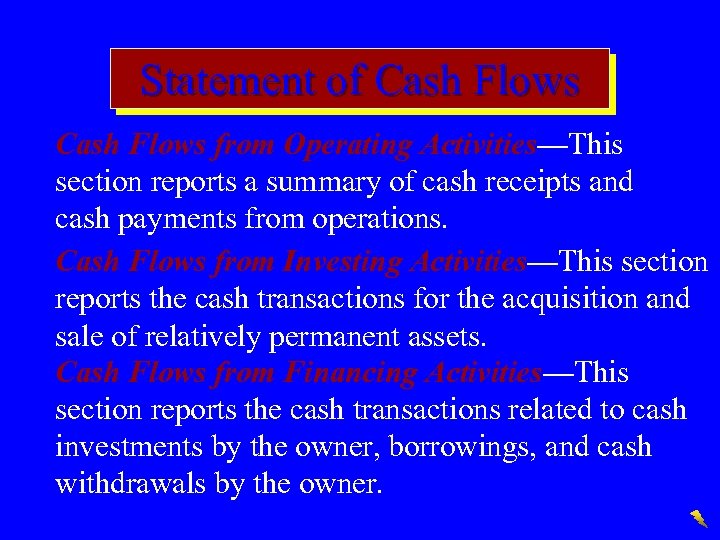 Statement of Cash Flows from Operating Activities—This section reports a summary of cash receipts