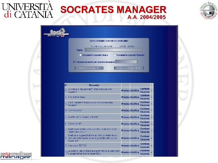 SOCRATES MANAGER A. A. 2004/2005 