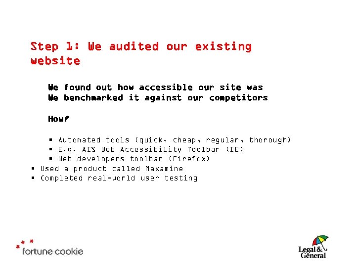 Step 1: We audited our existing website We found out how accessible our site