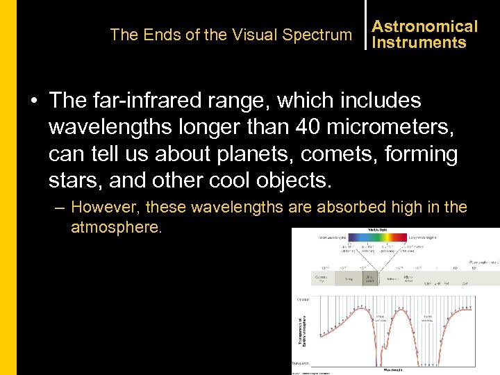 The Ends of the Visual Spectrum Astronomical Instruments • The far-infrared range, which includes