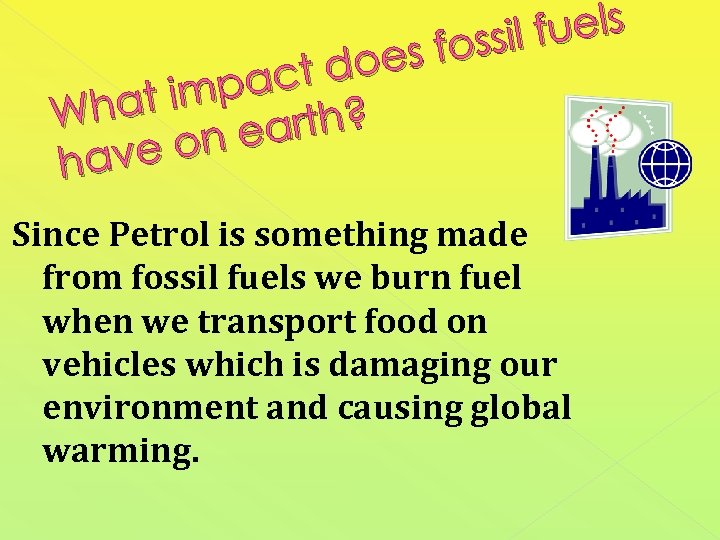fuels fossil oes d act t imp Wha arth? on e have Since Petrol