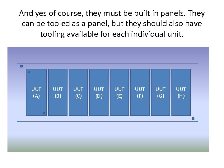 And yes of course, they must be built in panels. They can be tooled
