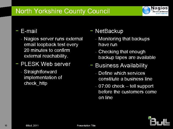 North Yorkshire County Council - E-mail - Nagios server runs external email loopback test