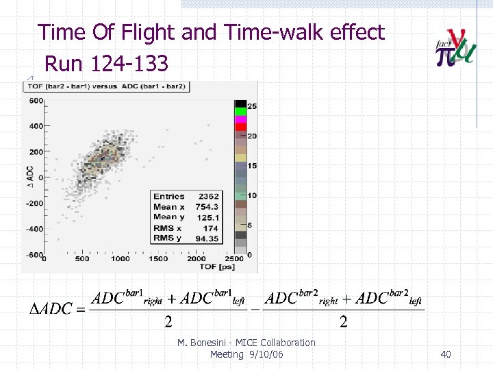 Time Of Flight and Time-walk effect Run 124 -133 M. Bonesini - MICE Collaboration