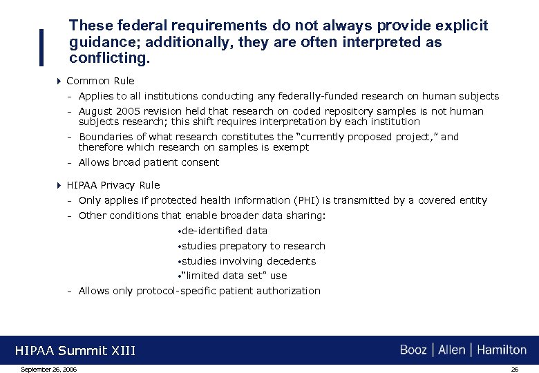 These federal requirements do not always provide explicit guidance; additionally, they are often interpreted