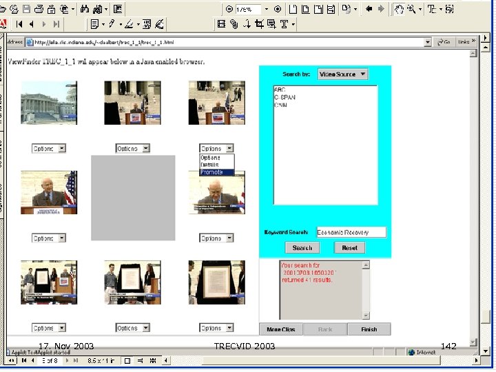 17. Nov 2003 TRECVID 2003 142 