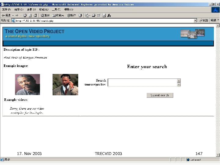 17. Nov 2003 TRECVID 2003 147 