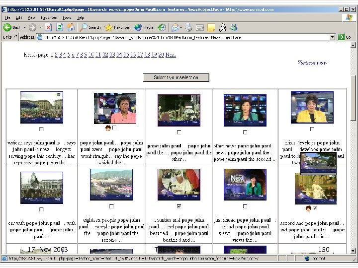 17. Nov 2003 TRECVID 2003 150 