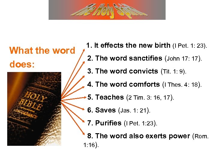 What the word does: 1. It effects the new birth (I Pet. 1: 23).