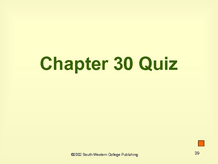 Chapter 30 Quiz © 2002 South-Western College Publishing 39 