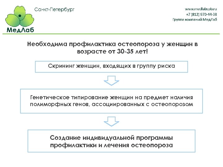 Необходима профилактика остеопороза у женщин в возрасте от 30 -35 лет! Скрининг женщин, входящих