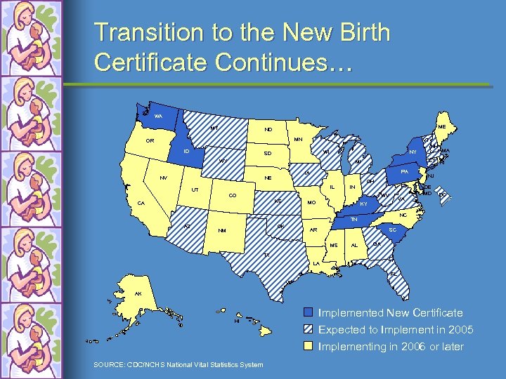 Transition to the New Birth Certificate Continues… WA MT ME ND MN OR ID