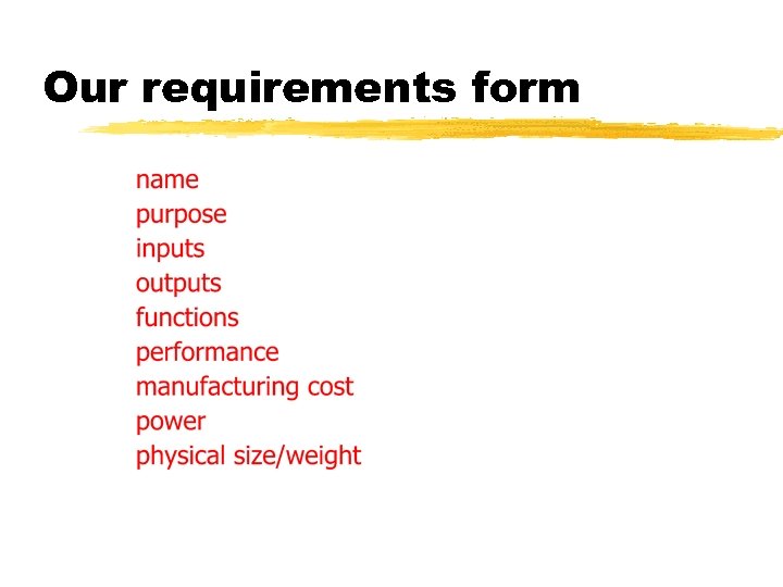 Our requirements form 