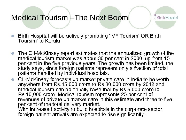 Medical Tourism –The Next Boom l Birth Hospital will be actively promoting ‘IVF Tourism’