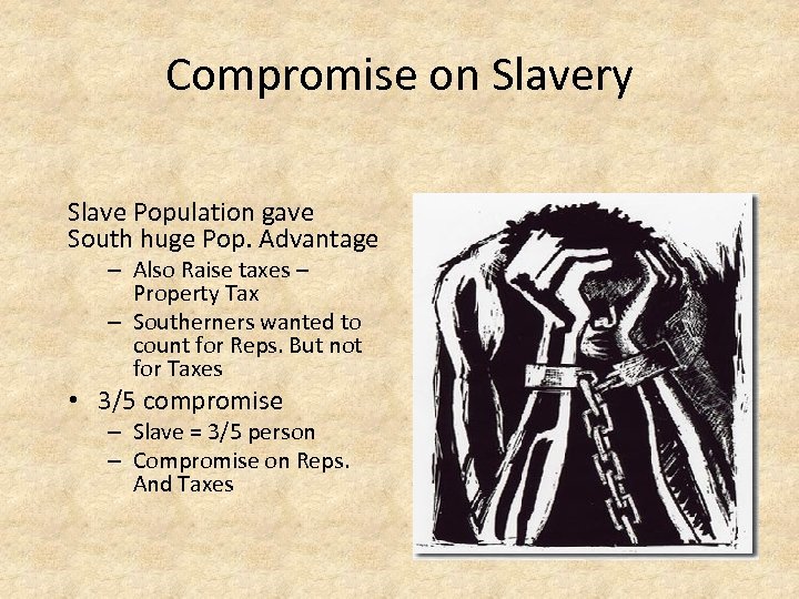 Compromise on Slavery Slave Population gave South huge Pop. Advantage – Also Raise taxes