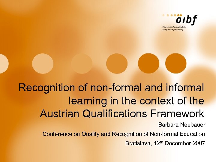 Recognition of non-formal and informal learning in the context of the Austrian Qualifications Framework