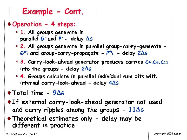 Example - Cont. ¨Operation - 4 steps: * 1. All groups generate in parallel