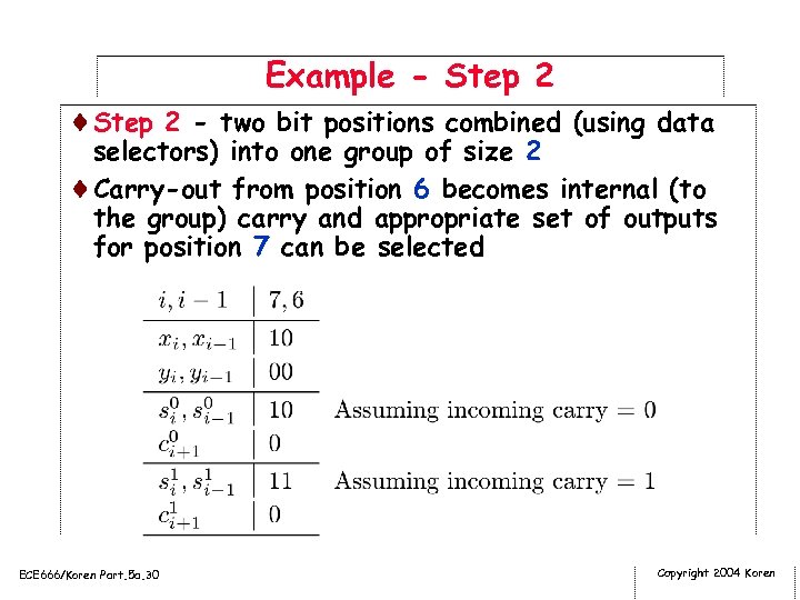Example - Step 2 ¨Step 2 - two bit positions combined (using data selectors)