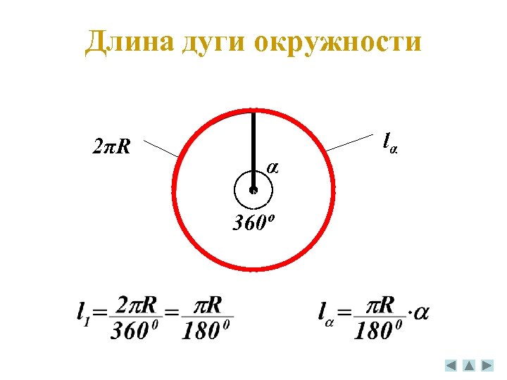 Длина дуги окружности 2πR α 360º lα 